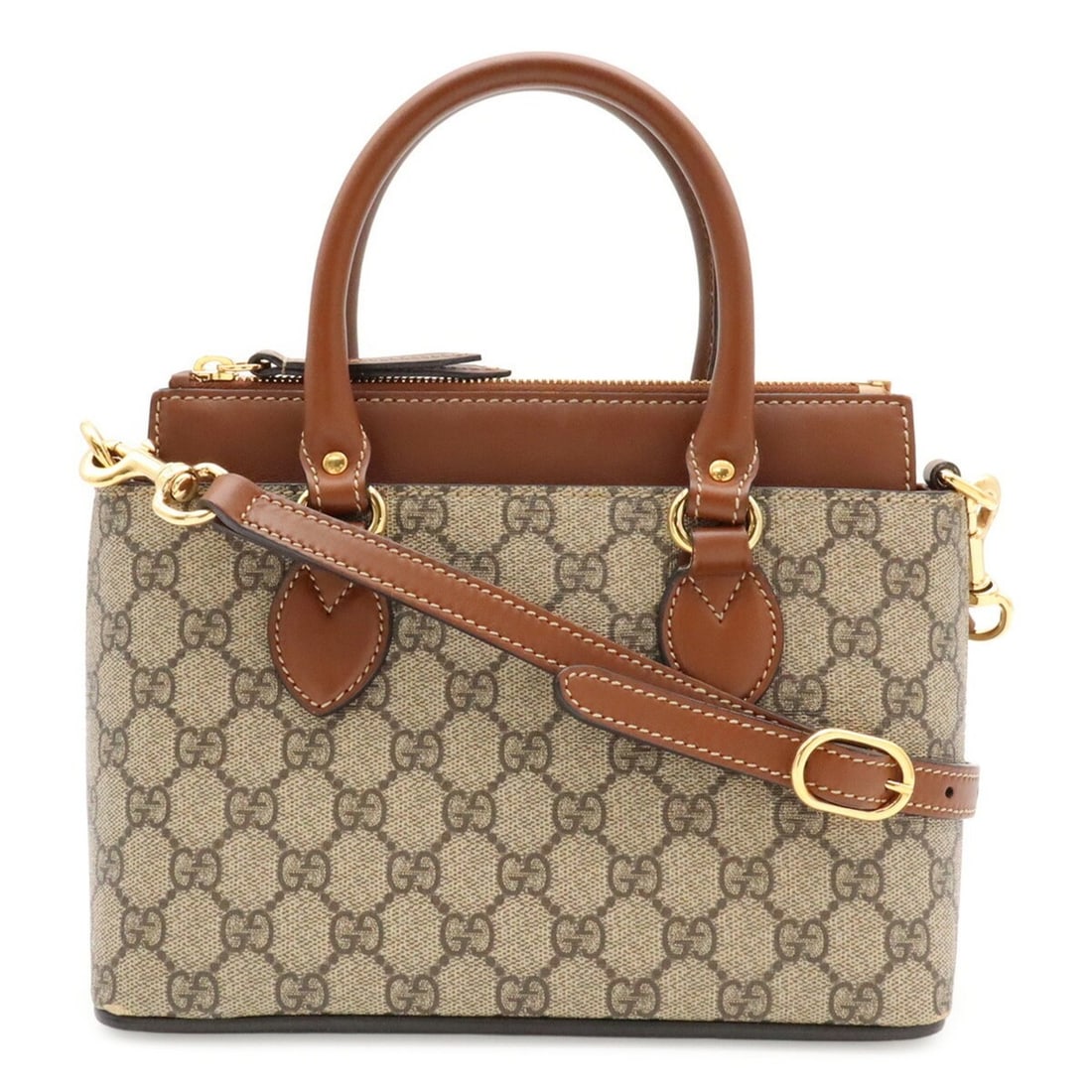 GUCCI GG Supreme Handbag/Shoulder Bag, Leather, Beige/Brown, 453177: --- Catalog ---Category: SizeSize (HxWxD): 18cm x 23.5cm x 10cm / 7.08'' x 9.25'' x 3.93''Category: DesignType: Handbag, Shoulder bagColor: Beige, BrownGender: WomenMaterial: GG Supreme , Canvas , Lea