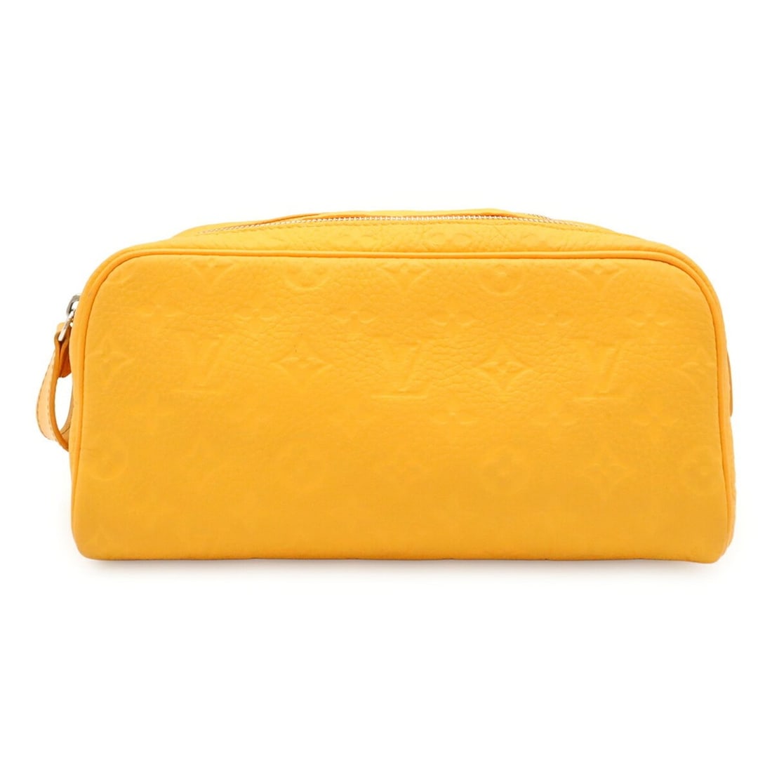 LOUIS VUITTON Louis Vuitton Monogram Taurillon Dopp Kit Second Bag Clutch Handbag Pouch Saffron: --- Catalog ---Category: SizeSize (HxWxD): 13cm x 26.5cm x 16cm / 5.11'' x 10.43'' x 6.29''Category: DesignType: Clutch bag, Handbag, PouchColor: Saffron, YellowGender: WomenMaterial: Leather Category