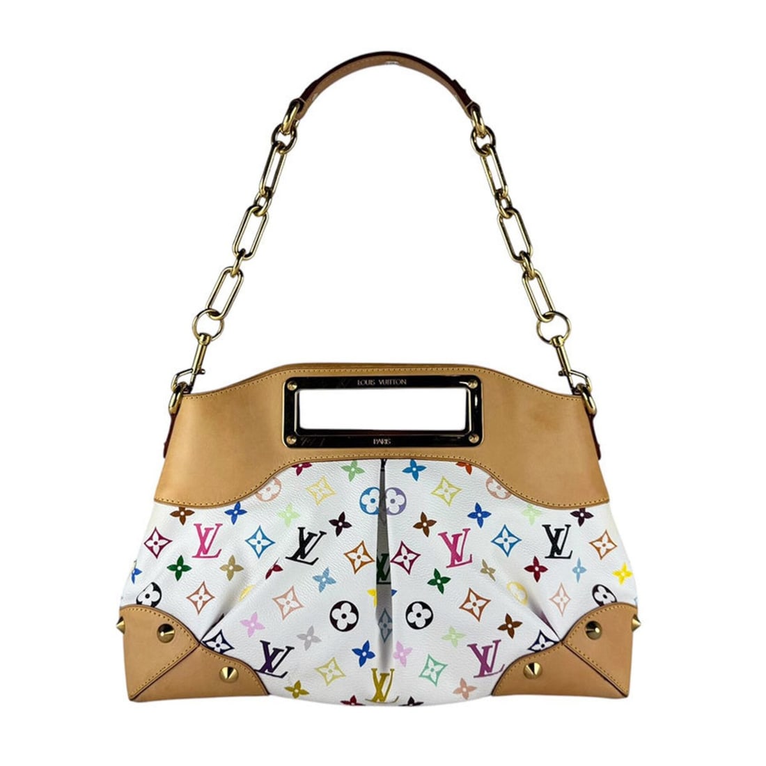 Louis Vuitton LOUIS VUITTON Handbag Shoulder Bag Monogram Multicolor Judy MM Blanc Gold Women's (1 of 17)