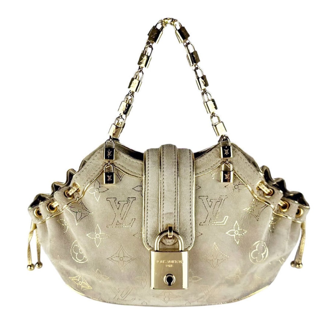 Louis Vuitton Extraordinelle Teda PM Suede Metal Beige Gold Handbag for Women M92373 z10705: --- Catalog ---Category: SizeSize (HxWxD): 15cm x 26cm x 8cm / 5.9'' x 10.23'' x 3.14''Category: DesignType: HandbagColor: Beige, GoldGender: WomenMaterial: Suede Category: GeneralMPN: M92373Brand: Lo