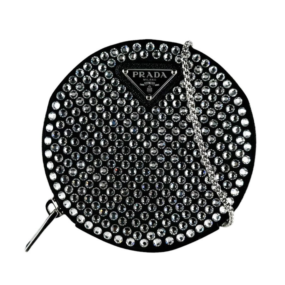 Prada PRADA Shoulder Bag, Satin, Rhinestone, Black, Women's, 1NR003 z10704: --- Catalog ---Category: SizeSize (HxWxD): 12cm x 12cm x 2cm / 4.72'' x 4.72'' x 0.78''Category: DesignType: Shoulder bagColor: BlackGender: WomenMaterial: Satin , Rhinestone Category: GeneralMPN: 1NR