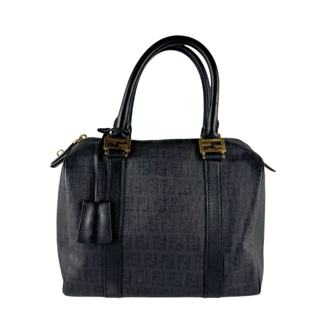 Fendi Zucchino Leather Handbag, Black and Gold, Women's, 8BL068 H4E z10697: --- Catalog ---Category: SizeSize (HxWxD): 18cm x 25cm x 15cm / 7.08'' x 9.84'' x 5.9''Category: DesignType: HandbagColor: BlackGender: WomenMaterial: PVC , Leather Category: GeneralMPN: 8BL068Brand: 