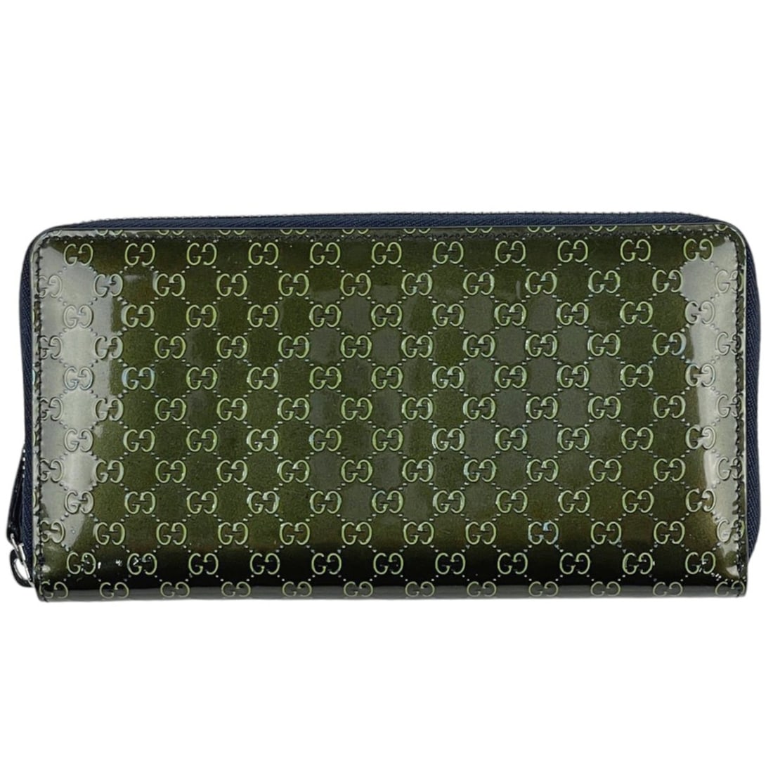 Gucci Microguccissima Long Wallet, Round Zip, Signature Pattern, Enamel Patent Leather, Green,: --- Catalog ---Category: SizeSize (HxWxD): 10cm x 19cm x 2.5cm / 3.93'' x 7.48'' x 0.98''Category: DesignType: Long wallet (bi-fold)Color: GreenGender: WomenMaterial: Patent leather Category: GeneralM