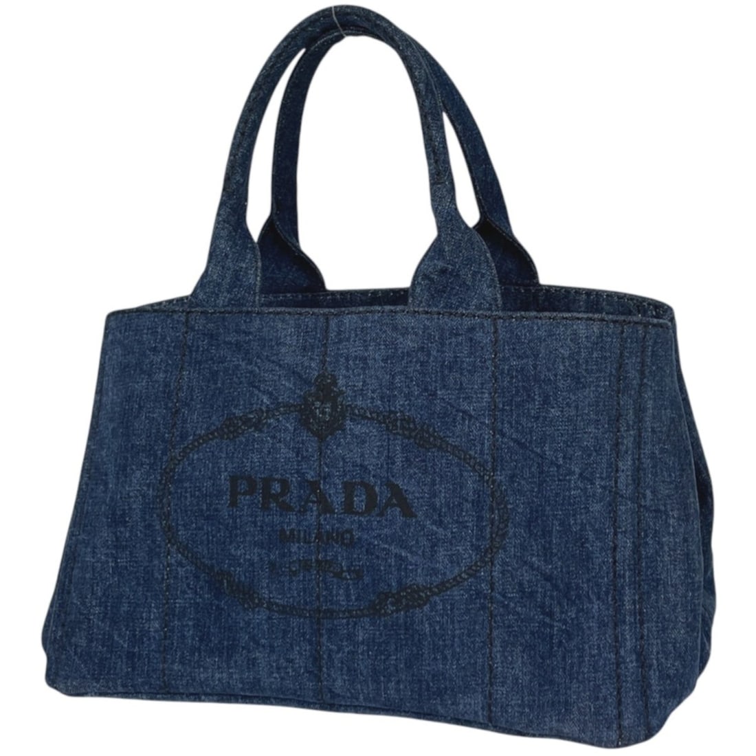 Prada Canapa Tote Bag, Denim Blue, B1877B, Women's: --- Catalog ---Category: SizeSize (HxWxD): 23cm x 35cm x 22cm / 9.05'' x 13.77'' x 8.66''Category: DesignType: Tote bagColor: BlueGender: WomenMaterial: Denim Category: GeneralMPN: B1877BBrand: Prada-