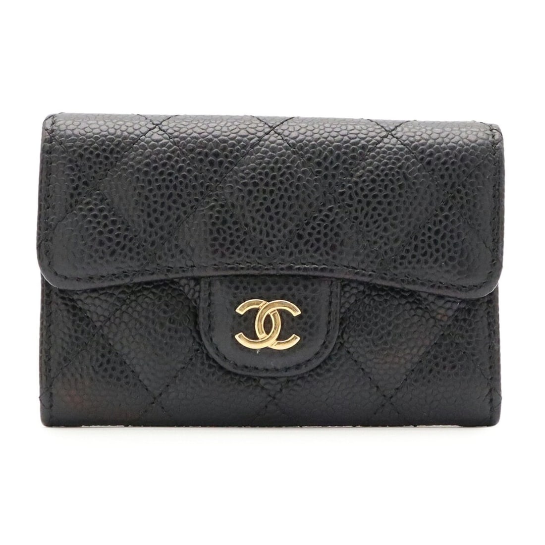 CHANEL Matelassé Classic Flap Business Card Holder/Card Case with Coco Mark, Caviar Leather, Black: --- Catalog ---Category: DesignType: Card caseColor: BlackGender: Women,MenMaterial: Grained Calfskin Category: GeneralMPN: AP0214Brand: ChanelCountry of Origin: ItalyCategory: Physical PropertiesSize