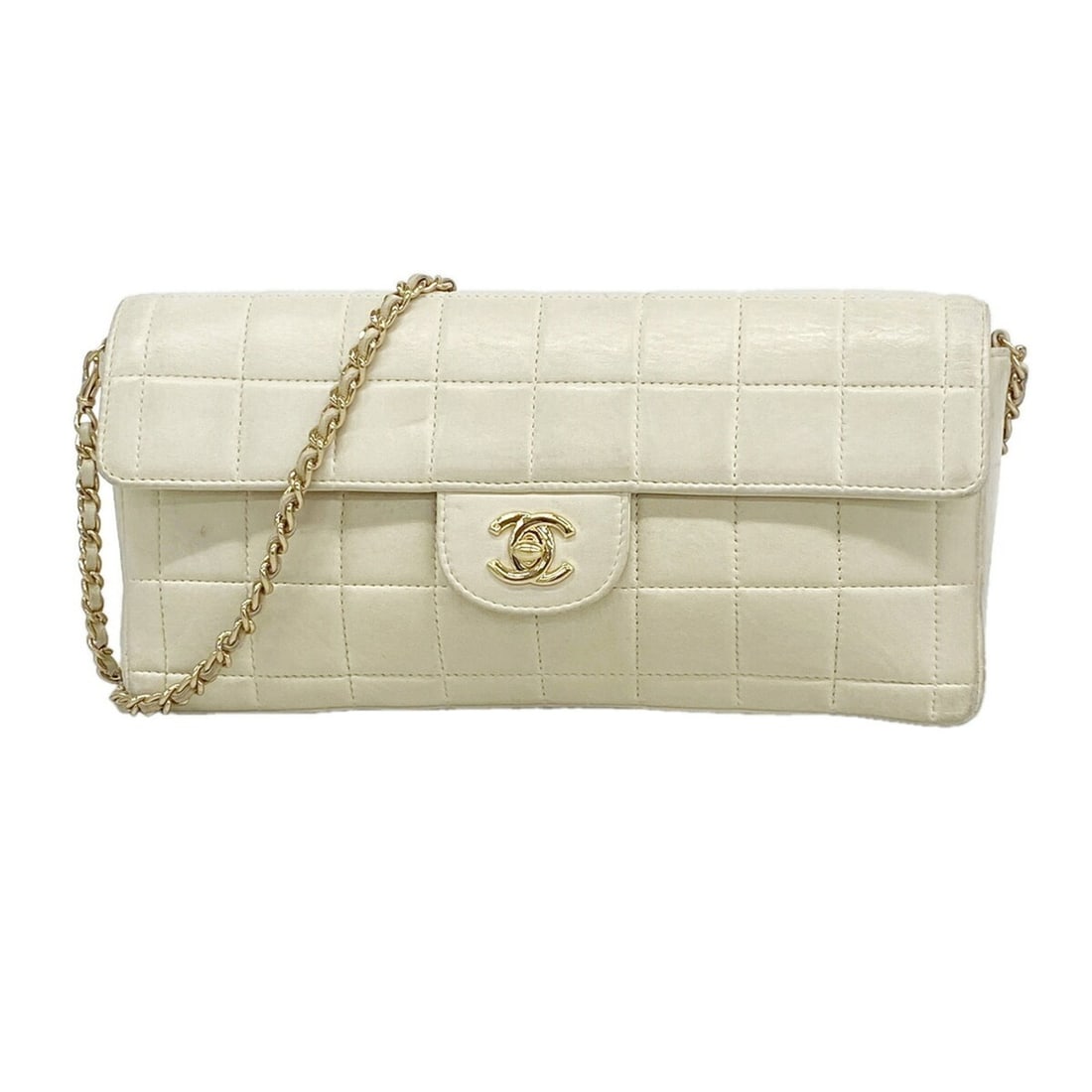 Chanel Chocolate Bar Chain Shoulder Bag, Lambskin, Beige, Women's, P3423262 (1 of 17)