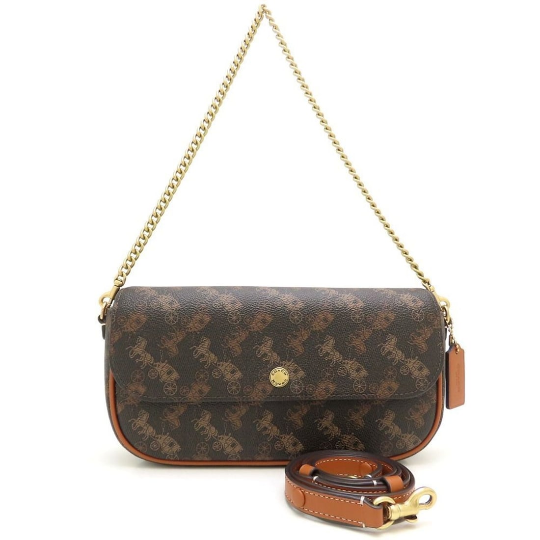 COACH Brooke Flap Chain Bag - Horse and Carriage Print CAN92 Shoulder Leather Brown Women's 353473: --- Catalog ---Category: SizeSize (HxWxD): 12cm x 23.5cm x 4.5cm / 4.72'' x 9.25'' x 1.77''Category: DesignType: Shoulder bagColor: BrownGender: WomenMaterial: Coated canvas , Leather Category: Genera