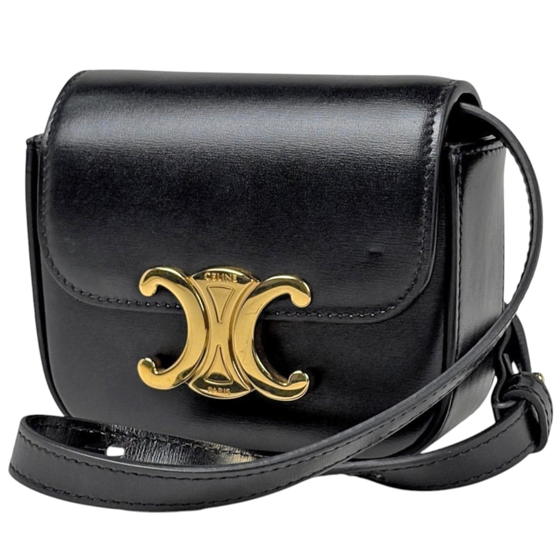 Celine Mini Claude Shoulder Bag, Triomphe, Black, Women's: --- Catalog ---Category: SizeSize (HxWxD): 10cm x 11.5cm x 4cm / 3.93'' x 4.52'' x 1.57''Category: DesignType: Shoulder bagColor: BlackGender: WomenCategory: GeneralBrand: Celine--- Item List ---Secti