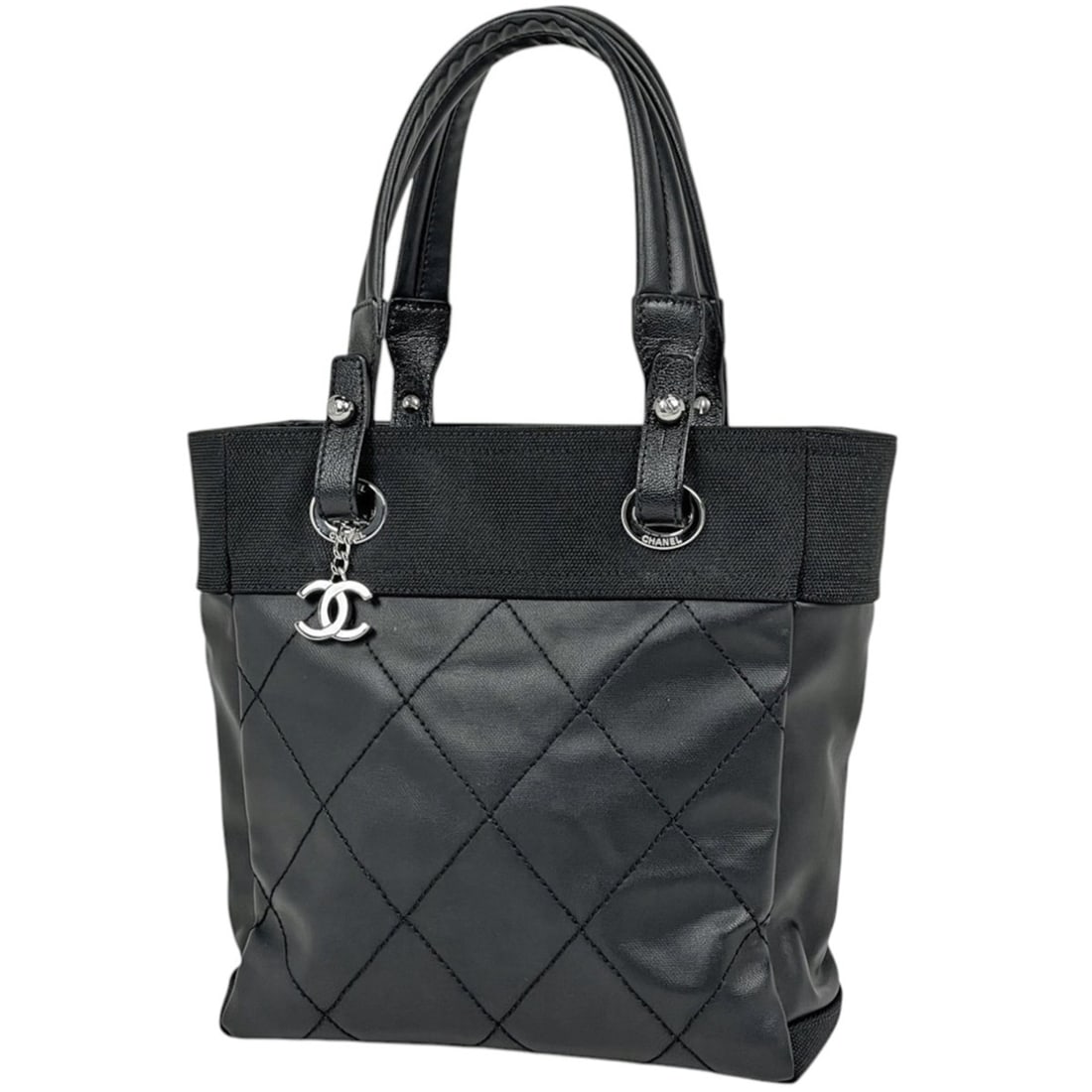 Chanel CHANEL Tote Bag Paris Biarritz PM Coco Mark Coated Canvas Black A34208 Women's: --- Catalog ---Category: SizeSize (HxWxD): 27cm x 26cm x 11cm / 10.62'' x 10.23'' x 4.33''Category: DesignType: Tote bagColor: BlackGender: WomenMaterial: Coated canvas Category: GeneralMPN: A34208Bra