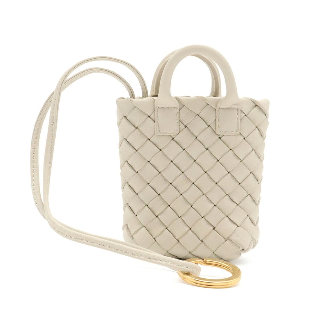 BOTTEGA VENETA Intrecciato Accessory Bag Charm Keychain Mini Pouch Leather Off-White: --- Catalog ---Category: SizeChain Length: 250.00mm / 9.84''Size (HxWxD): 85.00mm x 85.00mm x 40.00mm / 3.35'' x 3.35'' x 1.57''Category: DesignType: Handbag charmColor: Off-white, WhiteGender: WomenM