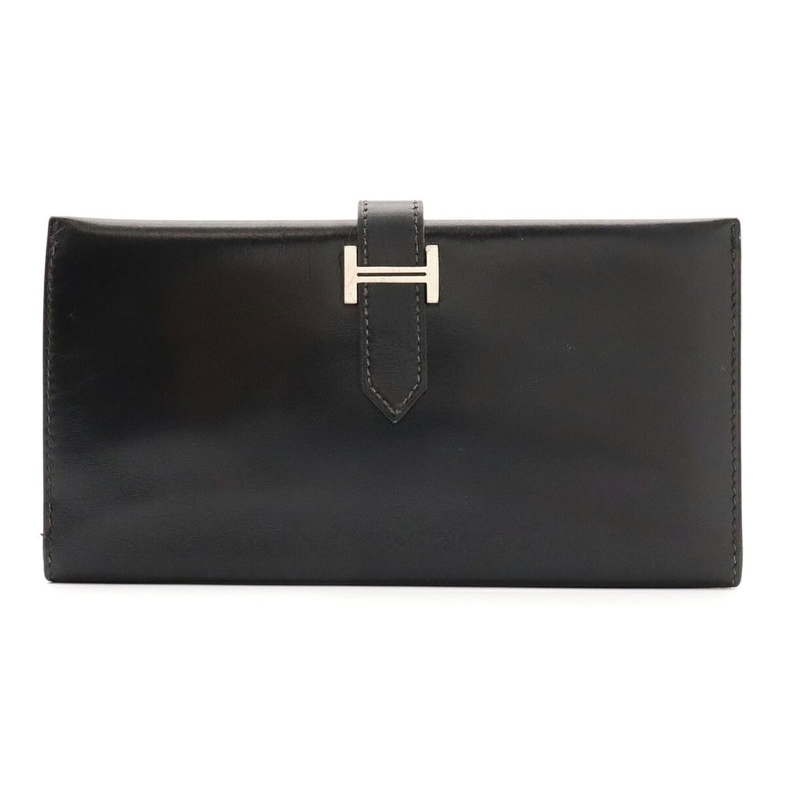HERMES Bearn Classic Bi-fold Long Wallet, Box Calf Leather, Black, ?F Stamp: --- Catalog ---Category: SizeSize (HxWxD): 9cm x 17.5cm / 3.54'' x 6.88''Category: DesignType: Long wallet (bi-fold)Color: BlackGender: Women,MenMaterial: Box calf leather Category: GeneralBrand: Herm