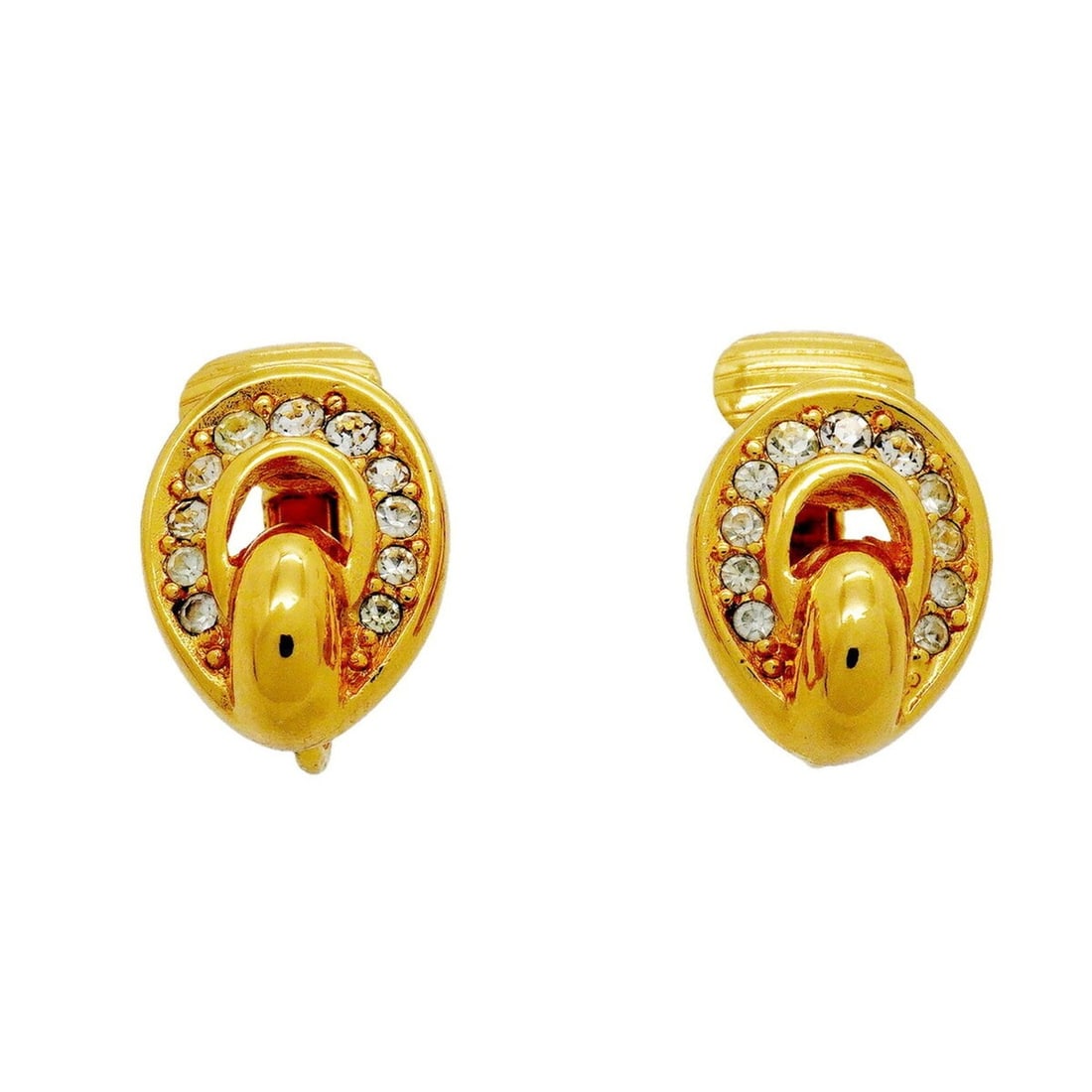 Christian Dior Earrings, GP Plated, Rhinestone, Gold, Women's: --- Catalog ---Category: SizeSize (HxWxD): 13.50mm x 10.40mm / 0.53'' x 0.41''Category: DesignType: Clip earringsColor: GoldGender: WomenMaterial: Gold plating, RhinestoneCategory: GeneralBrand: Chris