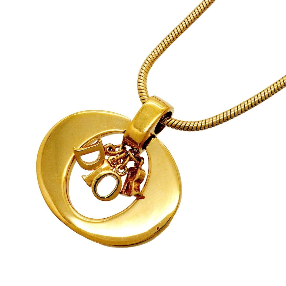 Christian Dior Necklace, GP Plated Gold, Women's: --- Catalog ---Category: SizePendant Size: 31.1mm x 30.7mm / 1.22'' x 1.2''Neck Circumference: 55 cm / 21.65''Category: DesignColor: GoldGender: WomenMaterial: Gold platingNecklace Type: NecklaceCateg