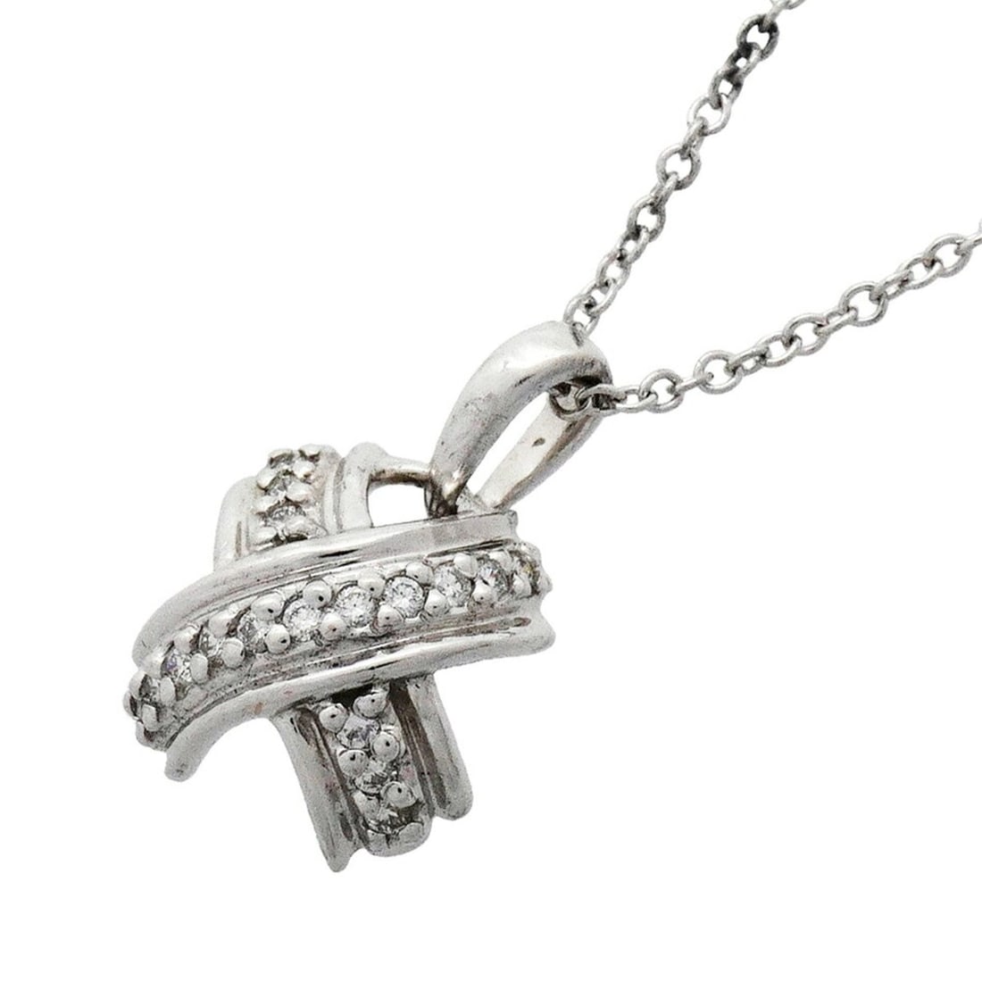 Tiffany & Co. Signature Necklace, 18K White Gold, Diamond, Women's: --- Catalog ---Category: SizePendant Size: 14.2mm x 9.7mm / 0.55'' x 0.38''Neck Circumference: 41 cm / 16.14''Category: DesignStone: DiamondGender: WomenMaterial: White gold (18K)Necklace Type: Neckla