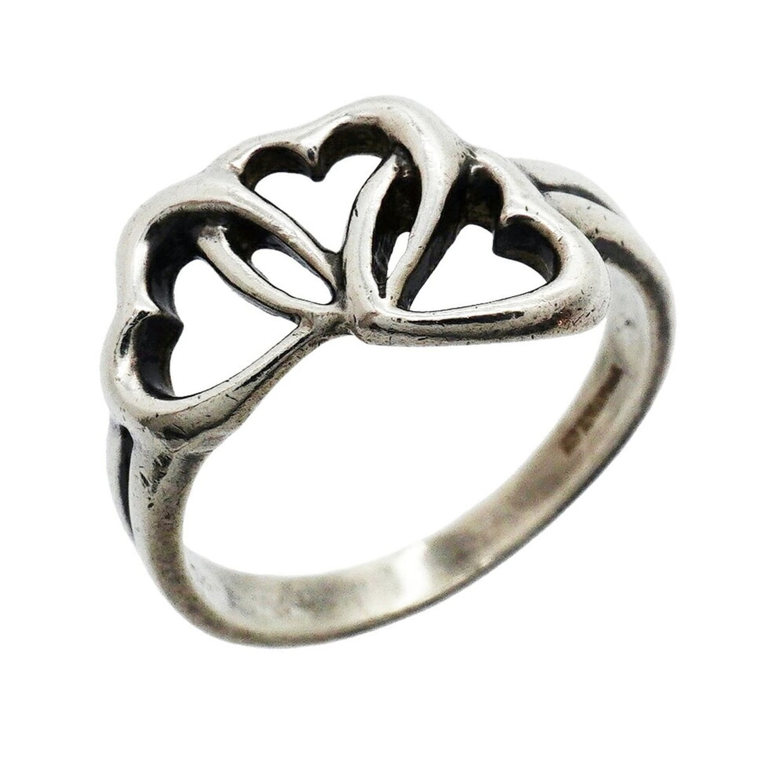 Tiffany & Co. Triple Heart Ring, Sterling Silver 925, Size 11, Women's: --- Catalog ---Category: SizeJP Size: 11US Size: 6Category: DesignType: Band ringGender: WomenMaterial: Silver 925Category: GeneralBrand: Tiffany--- Item List ---Section: ConditionRanking: Rank AB Use
