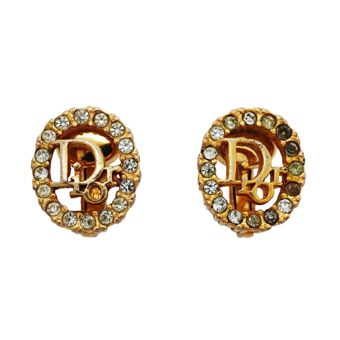 Christian Dior Earrings, Oval, GP Plated, Rhinestone, Gold, Women's: --- Catalog ---Category: SizeSize (HxWxD): 15.50mm x 13.30mm / 0.61'' x 0.52''Category: DesignType: Clip earringsColor: GoldGender: WomenMaterial: Gold plating, RhinestoneCategory: GeneralBrand: Chris