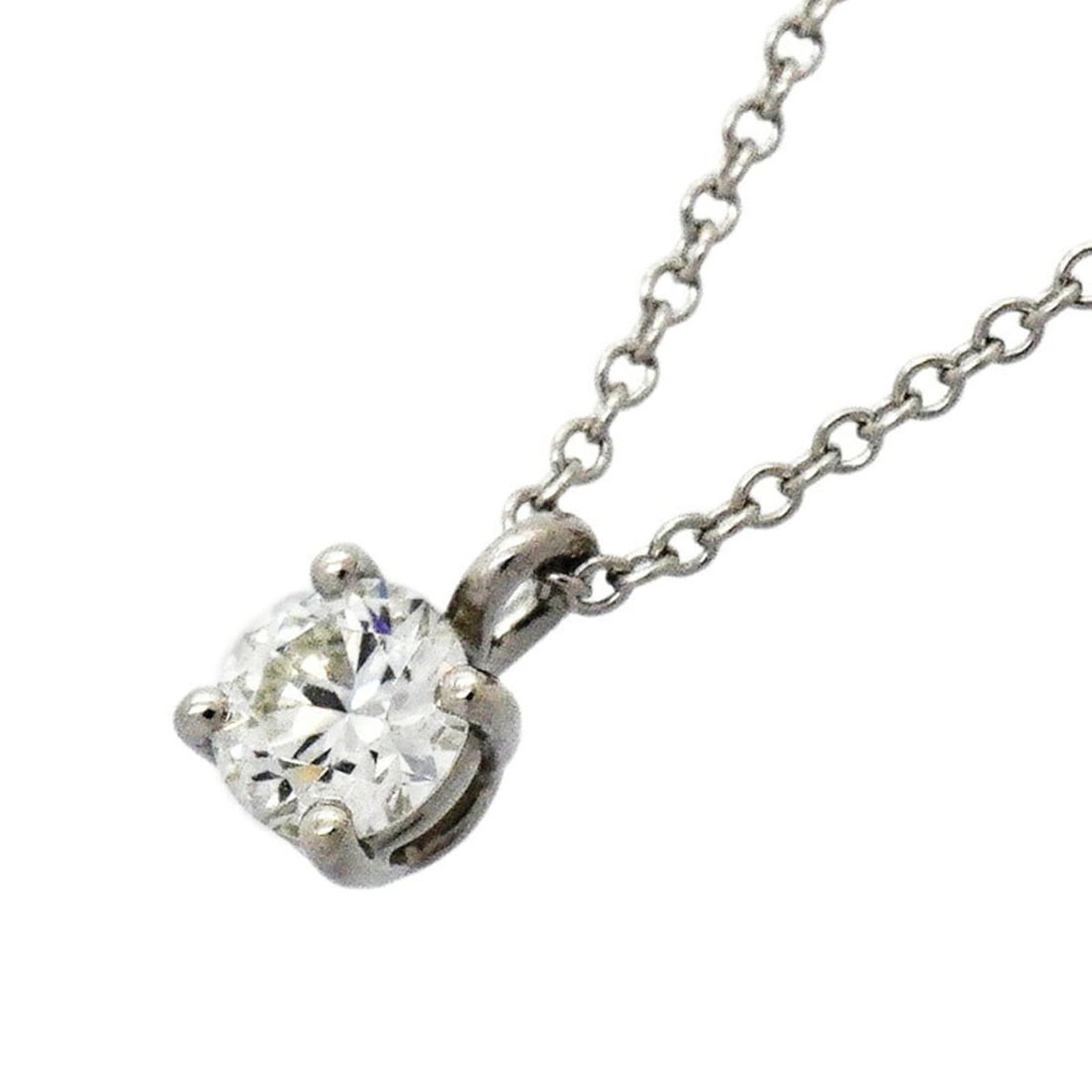 Tiffany & Co. Solitaire Necklace, 1PD (One Diamond), Platinum 950, Ladies': --- Catalog ---Category: SizePendant Size: 7mm x 4.2mm / 0.27'' x 0.16''Neck Circumference: 41 cm / 16.14''Category: DesignStone: DiamondGender: WomenMaterial: Platinum 950Necklace Type: NecklaceCateg