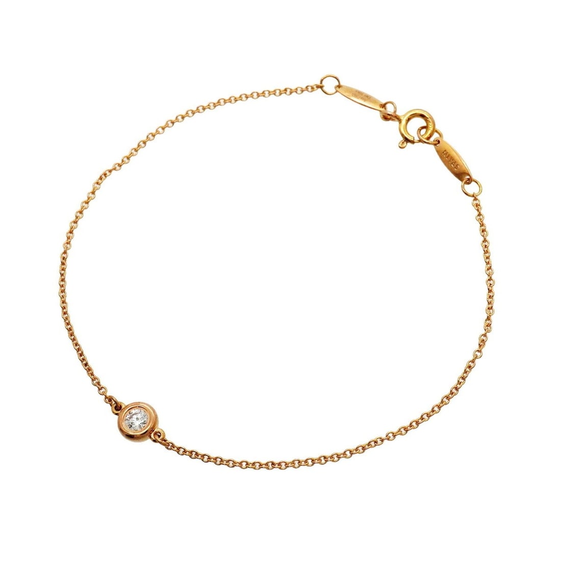Tiffany & Co. By the Yard Bracelet, 1PD (One Diamond), 18K Pink Gold, 0.10ct Diamond, Women's: --- Catalog ---Category: SizeLength: 18cm / 7.08''Category: DesignType: Charm braceletStone: DiamondGender: WomenMaterial: Pink gold (18K)Category: GeneralBrand: Tiffany--- Item List ---Section: Condi