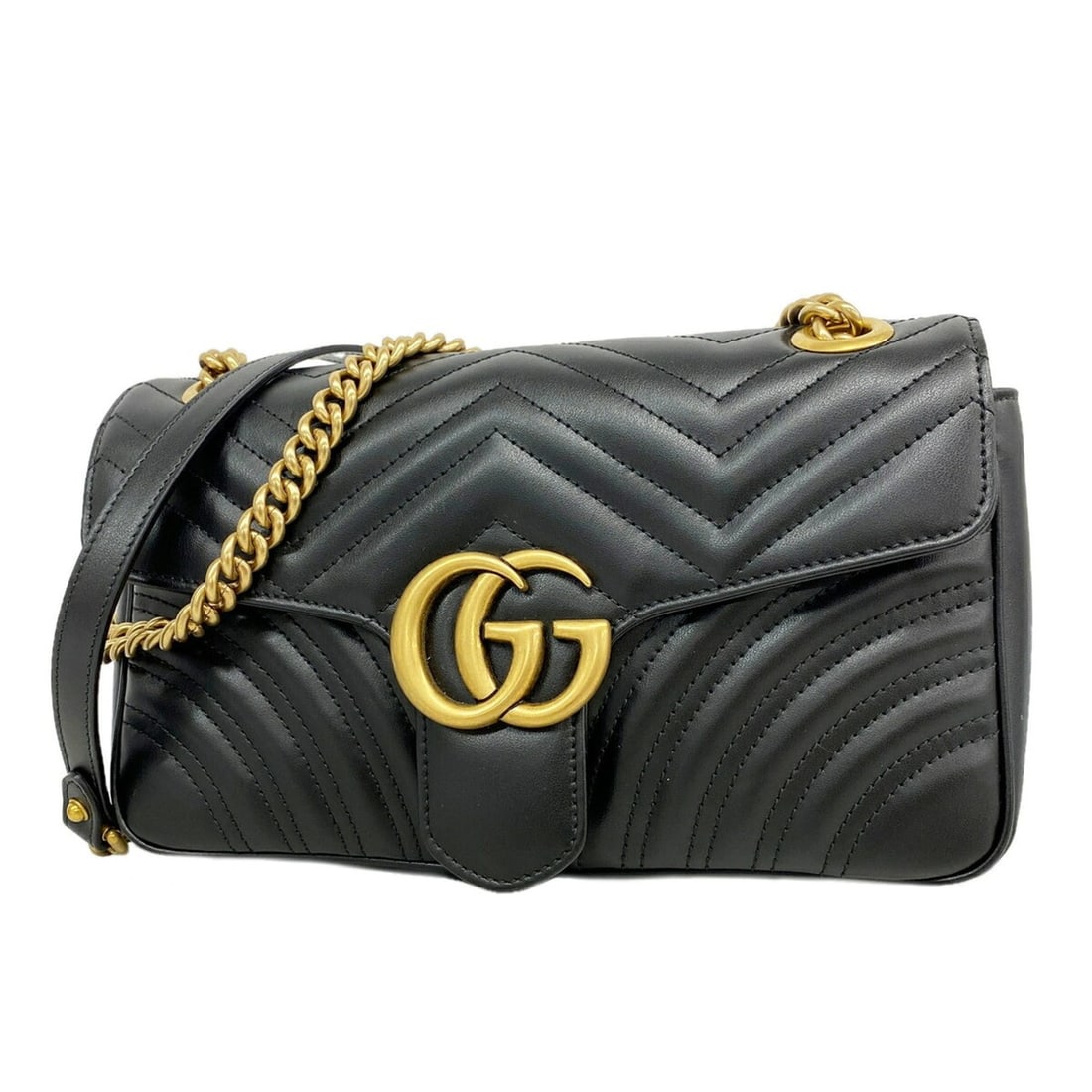 Gucci GG Marmont Shoulder Bag 443497 Leather Black Women's P3381470 (1 of 12)