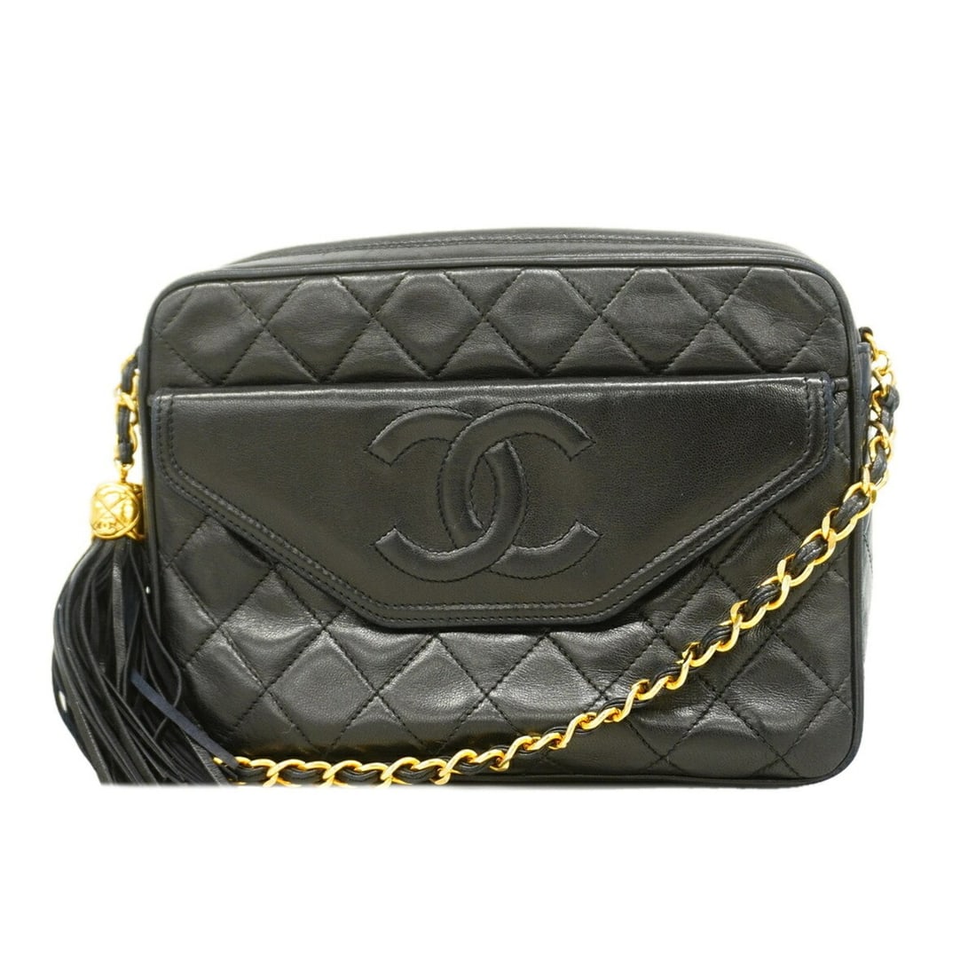 Chanel Matelassé Shoulder Bag with Chain Strap, Lambskin, Black, Women's: --- Catalog ---Category: SizeSize (HxWxD): 16.5cm x 23cm x 6cm / 6.49'' x 9.05'' x 2.36''Category: DesignType: Shoulder bagColor: BlackGender: WomenMaterial: Leather Hardware Color: GoldLeather/Fur Ty