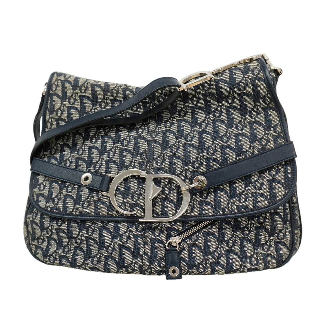 Christian Dior Trotter Canvas Shoulder Bag, Navy, Women's: --- Catalog ---Category: SizeSize (HxWxD): 28cm x 35.5cm x 5.5cm / 11.02'' x 13.97'' x 2.16''Category: DesignType: Shoulder bagColor: NavyGender: WomenMaterial: Canvas Hardware Color: SilverCategory: 