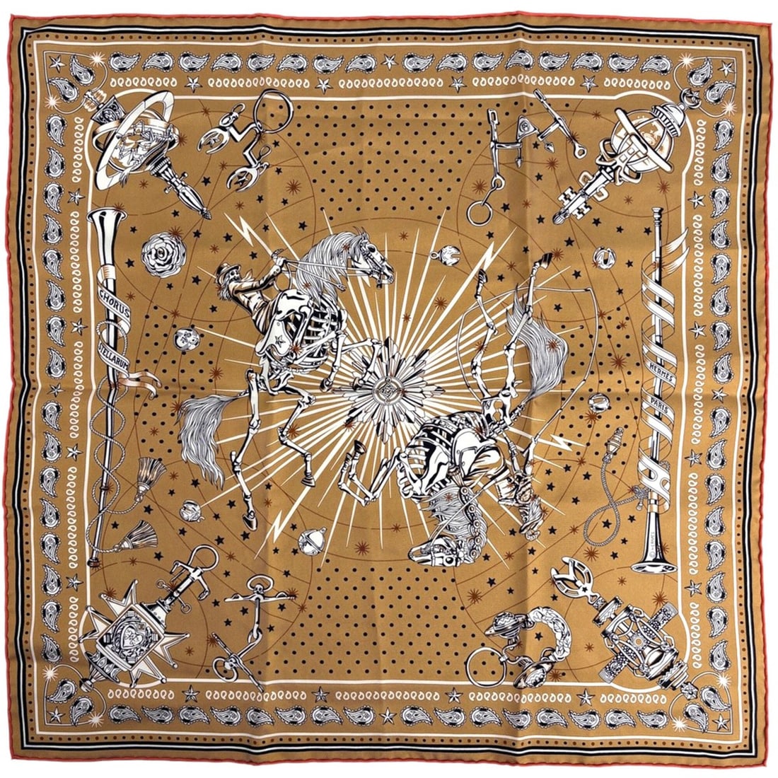 Hermes Carre 55 Chorus Stellarum Scarf/Muffler, Bandana, Silk, Brown Multicolor, Women's: --- Catalog ---Category: SizeSize (LxW): 54cm x 55cm / 21.25'' x 21.65''Category: DesignType: ScarfColor: Brown, Multi-colorGender: WomenMaterial: Silk Category: GeneralBrand: Hermes--- Item List ---S