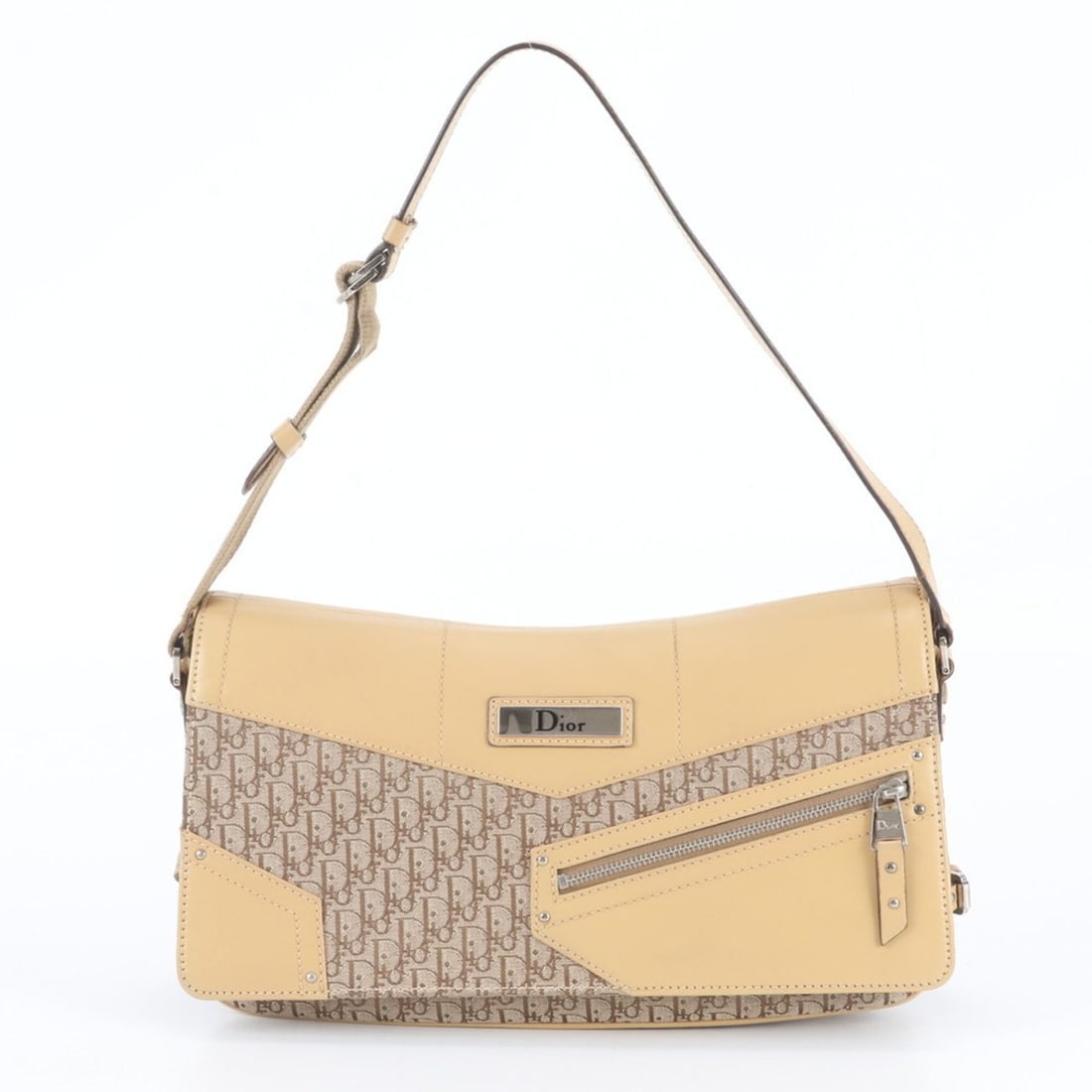 Christian Dior Trotter Street Chic Leather Shoulder Bag Tote for Women: --- Catalog ---Category: SizeSize (HxWxD): 16cm x 30cm x 5cm / 6.29'' x 11.81'' x 1.96''Category: DesignType: Shoulder bag, Tote bagColor: Beige, BrownGender: WomenMaterial: Leather , Canvas Category: