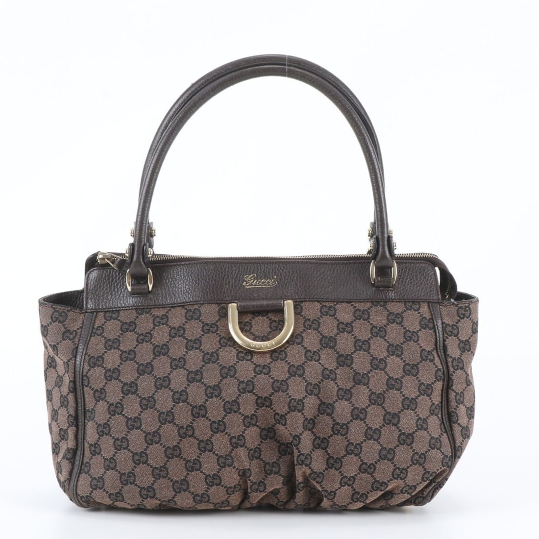 Gucci GG Canvas Abbey 327787 Leather Tote Bag Shoulder Handbag Brown Women's: --- Catalog ---Category: SizeSize (HxWxD): 24cm x 30cm x 8cm / 9.44'' x 11.81'' x 3.14''Category: DesignType: Handbag, Shoulder bag, Tote bagColor: BrownGender: WomenMaterial: Leather , Canvas Categor