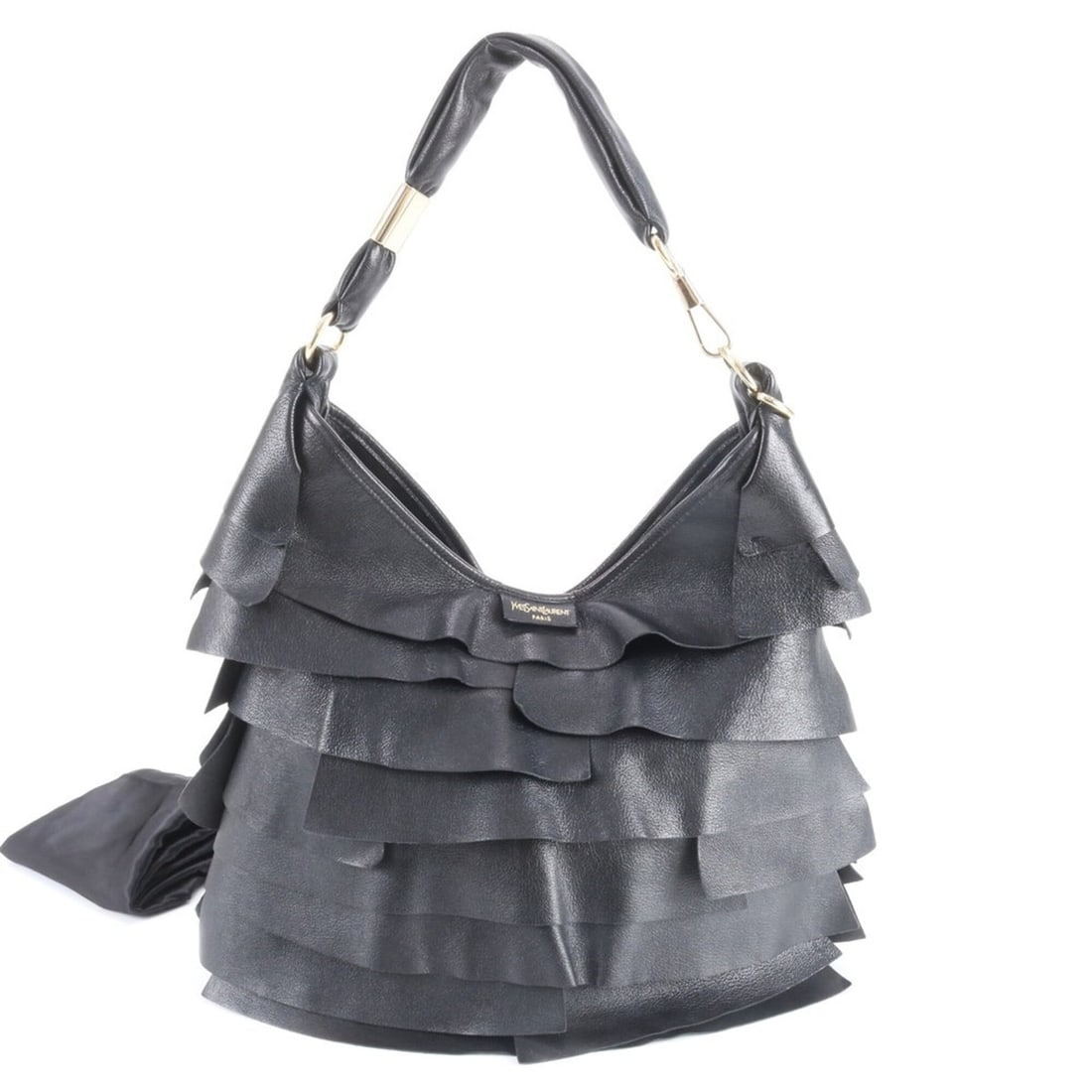 Yves Saint Laurent Saint-Tropez Frill Leather Shoulder Bag, One-Shoulder Tote Bag for Women: --- Catalog ---Category: SizeSize (HxWxD): 35cm x 34cm x 9cm / 13.77'' x 13.38'' x 3.54''Category: DesignType: Shoulder bag, Tote bagColor: BlackGender: WomenMaterial: Leather Category: GeneralBrand: 