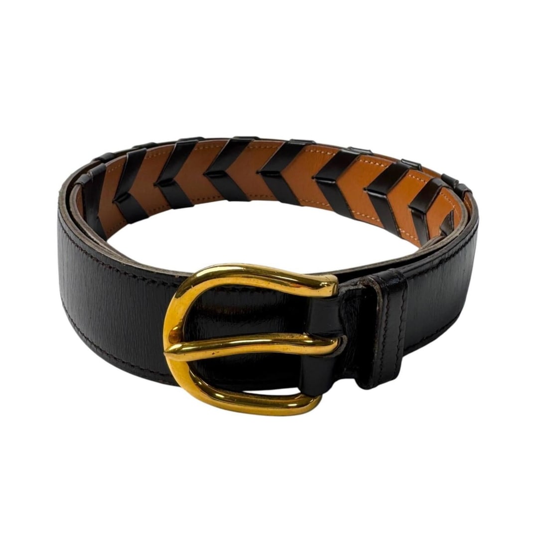 Hermes HERMES Belt Leather Black Gold Hardware V-stitch ?L Stamp Vintage Women's: --- Catalog ---Category: SizeLength: 81cm - 87cm / 31.88'' - 34.25''Category: DesignType: Standard beltColor: BrownGender: WomenMaterial (Strap): Leather Category: GeneralBrand: Hermes--- Item List --