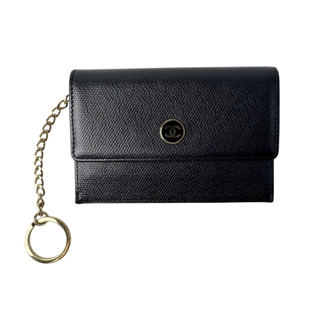 Chanel Coco Mark Wallet/Coin Case with Keyring, Black, Women's: --- Catalog ---Category: SizeSize (HxWxD): 8cm x 12cm / 3.14'' x 4.72''Category: DesignType: Coin purse/coin caseColor: BlackGender: WomenMaterial: Leather Category: GeneralBrand: Chanel--- Item List 