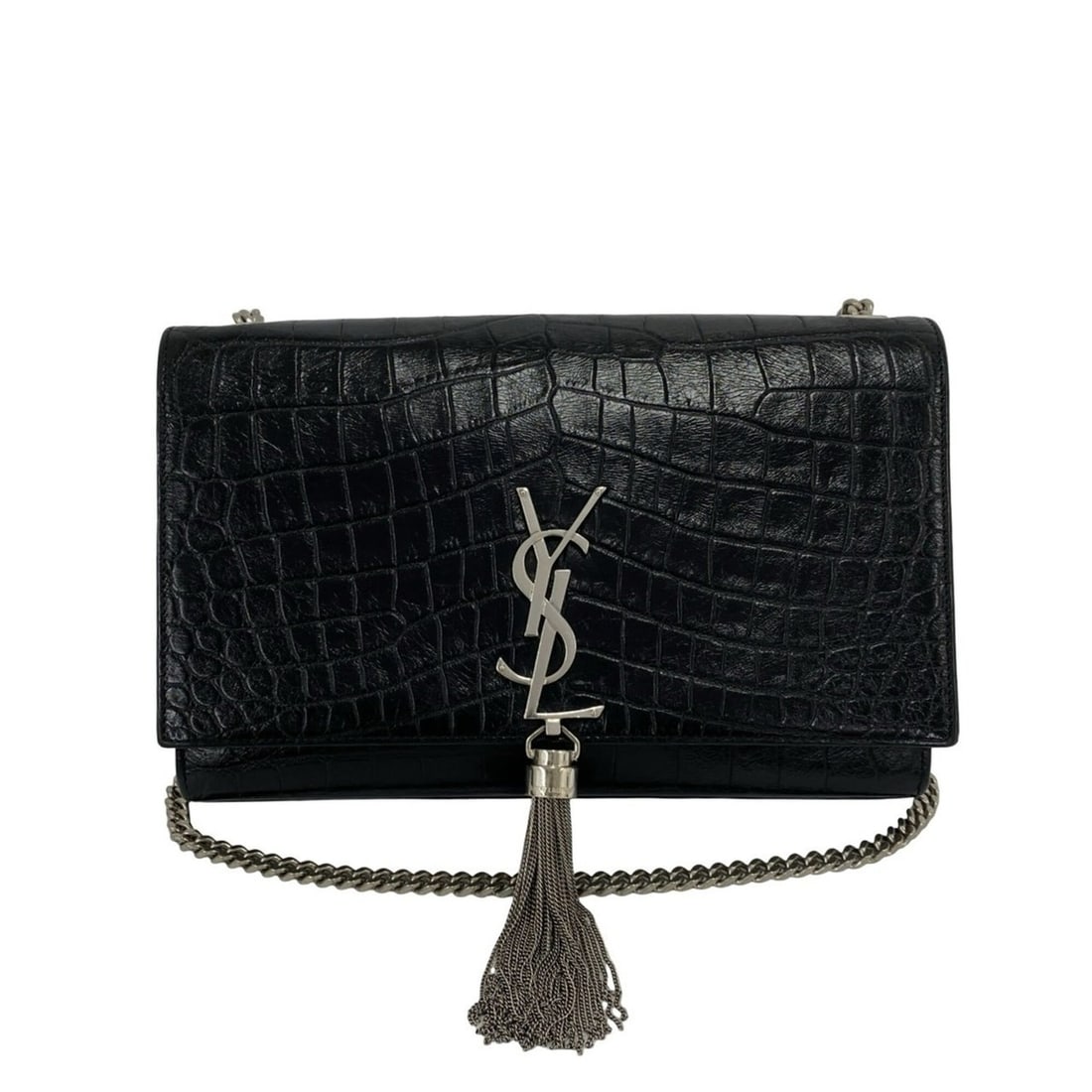 Yves Saint Laurent SAINT LAURENT PARIS YSL Logo Tassel Hardware Leather Shoulder Bag Pouch Black: --- Catalog ---Category: SizeSize (HxWxD): 15.5cm x 24cm x 5cm / 6.1'' x 9.44'' x 1.96''Category: DesignType: Pochette, Shoulder bagColor: BlackGender: WomenMaterial: Leather Category: GeneralBrand: Y