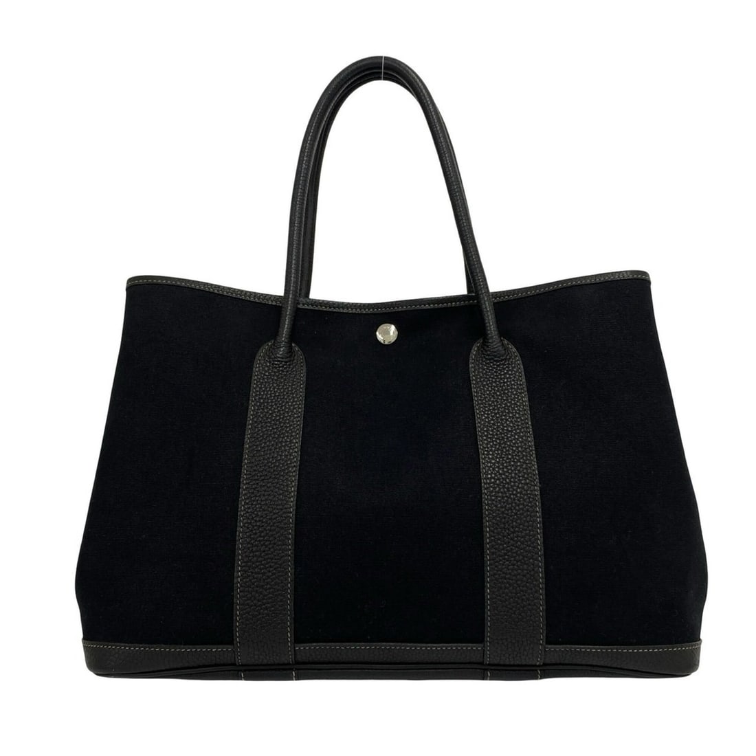 HERMES Garden Party PM Toile Officier Buffle Handbag Tote Bag Black 28245: --- Catalog ---Category: SizeSize (HxWxD): 26cm x 36.5cm x 17.5cm / 10.23'' x 14.37'' x 6.88''Category: DesignType: Handbag, Tote bagColor: BlackGender: WomenMaterial: Toile officier , Buffalo leather