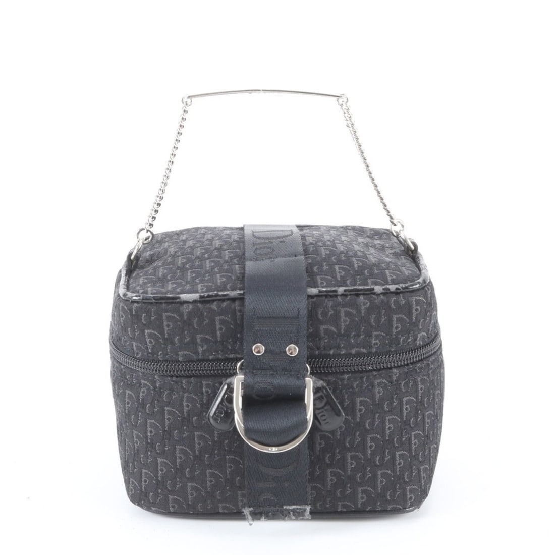 Christian Dior Trotter Chain Handle Leather Vanity Handbag Tote Bag Black Women's: --- Catalog ---Category: SizeSize (HxWxD): 12cm x 15cm x 12cm / 4.72'' x 5.9'' x 4.72''Category: DesignType: Handbag, Tote bagColor: BlackGender: WomenMaterial: Leather , Canvas Category: GeneralBrand