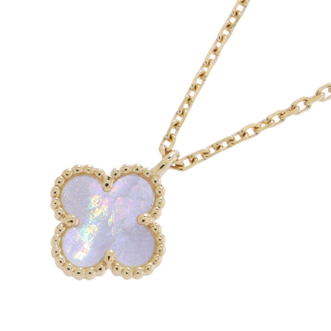 Van Cleef & Arpels Sweet Alhambra Pendant Necklace, Mother of Pearl, 18K Yellow Gold (VCARF69100): --- Catalog ---Category: SizePendant Size: 9.4mm x 9.4mm / 0.37'' x 0.37''Neck Circumference: 38.5 cm - 40.5 cm / 15.15'' - 15.94''Category: DesignGender: WomenMaterial: Yellow gold (18K)Pendant Type: