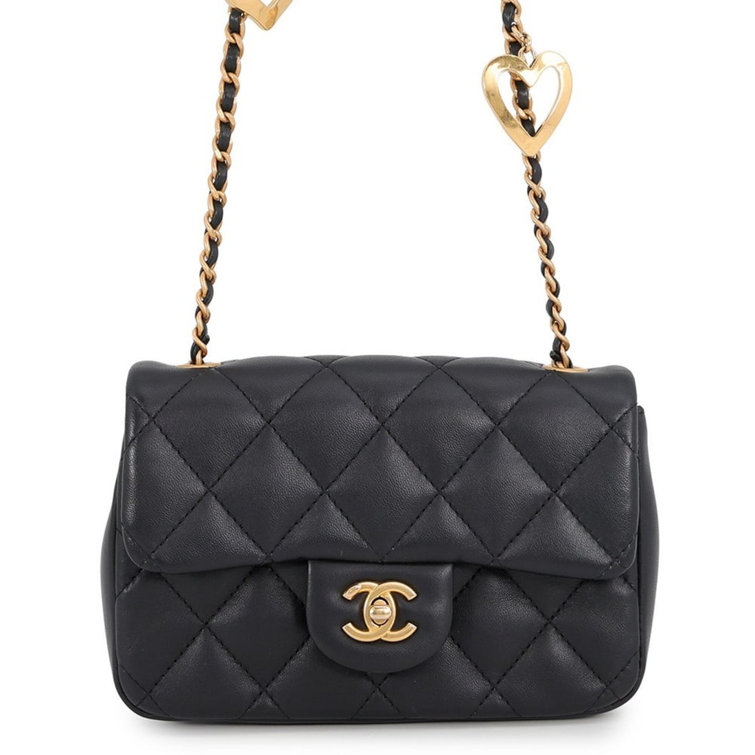 Chanel Chain Shoulder Bag Mini Matelassé Coco Mark Lambskin AS3456 CHANEL Heart Black Handbag: --- Catalog ---Category: SizeSize (HxWxD): 12cm x 18cm x 5cm / 4.72'' x 7.08'' x 1.96''Category: DesignType: Handbag, Shoulder bagColor: BlackGender: WomenMaterial: Leather Leather/Fur Type: LambskinC