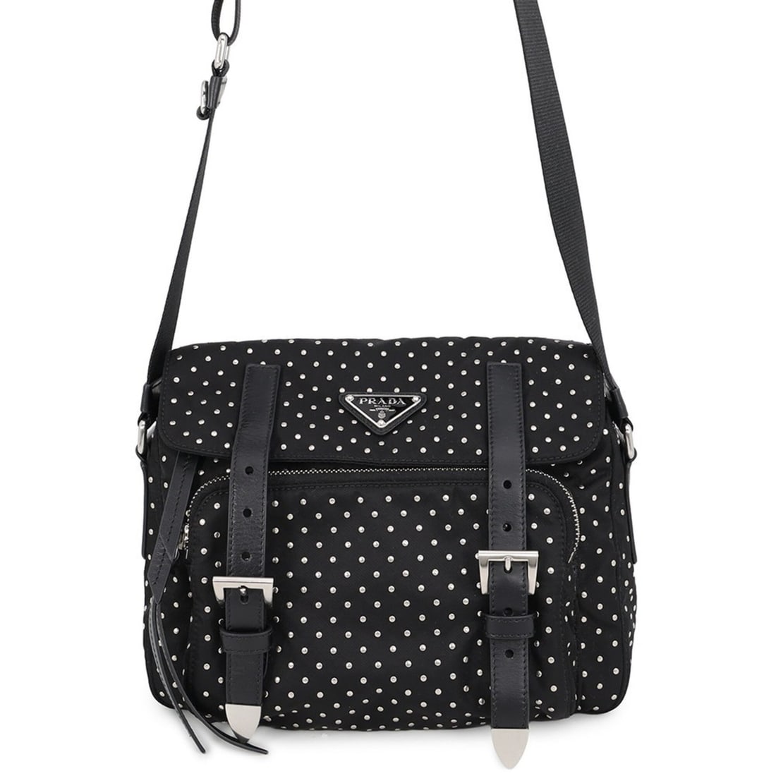 Prada Shoulder Bag Triangle Studs Nylon 1BD382 PRADA Black Handbag: --- Catalog ---Category: SizeSize (HxWxD): 19.5cm x 25.5cm x 8cm / 7.67'' x 10.03'' x 3.14''Category: DesignType: Handbag, Shoulder bagColor: BlackGender: WomenMaterial: Nylon Category: GeneralMPN: 1B