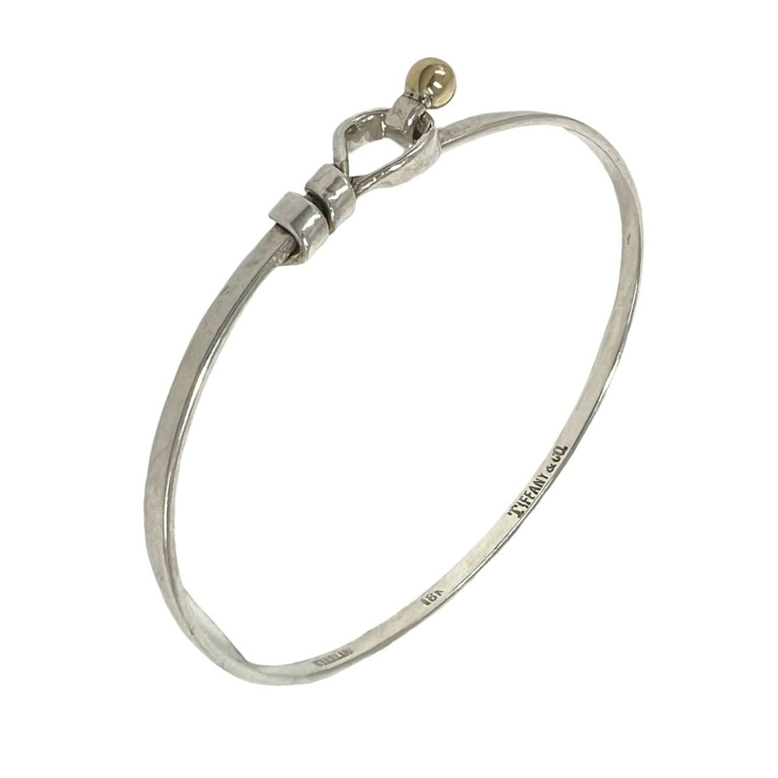 TIFFANY&Co. Tiffany Vintage Hook & Eye Bangle, Sterling Silver 925, 18K 750YG, Accessory, Silver,: --- Catalog ---Category: SizeLength: 16cm / 6.29''Category: DesignType: BangleColor: Gold, SilverGender: WomenMaterial: Silver 925, Yellow gold (18K)Category: GeneralBrand: Tiffany--- Item List ---Sec