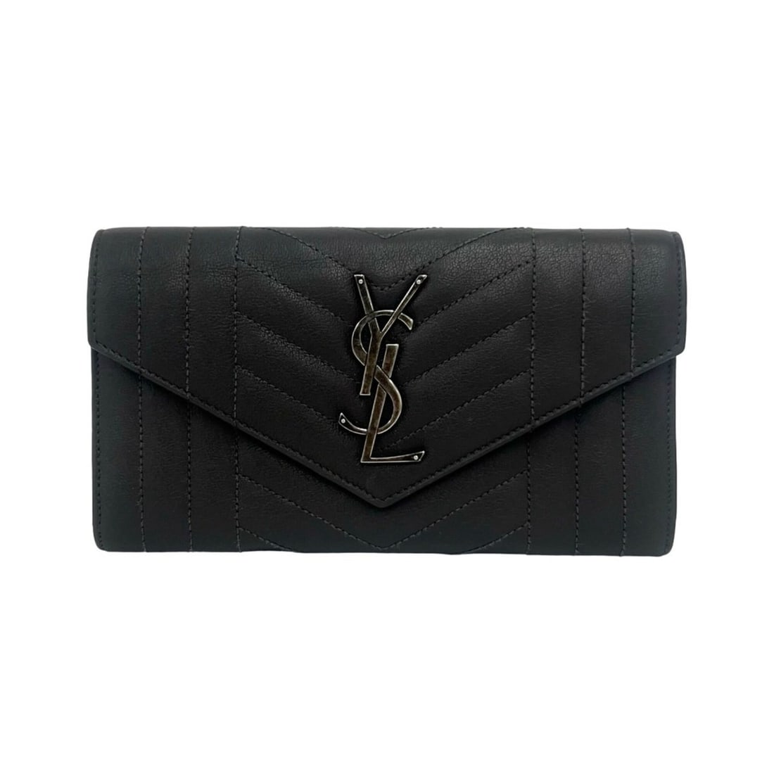 Yves Saint Laurent SAINT LAURENT PARIS YSL Cassandra Logo Leather Long Wallet, Gray, 32535 (1 of 19)