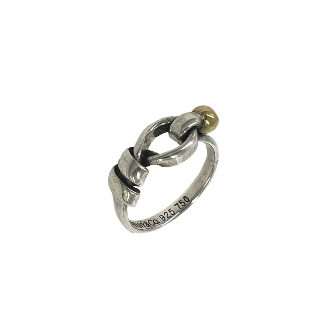 TIFFANY&Co. Tiffany Vintage Hook & Eye Ring, Sterling Silver 925, 18K 750YG, Accessory, Silver,: --- Catalog ---Category: SizeJP Size: 8US Size: 4.5Category: DesignType: Band ringColor: Gold, SilverGender: WomenMaterial: Silver 925, Yellow gold (18K)Category: GeneralBrand: Tiffany--- Item List --