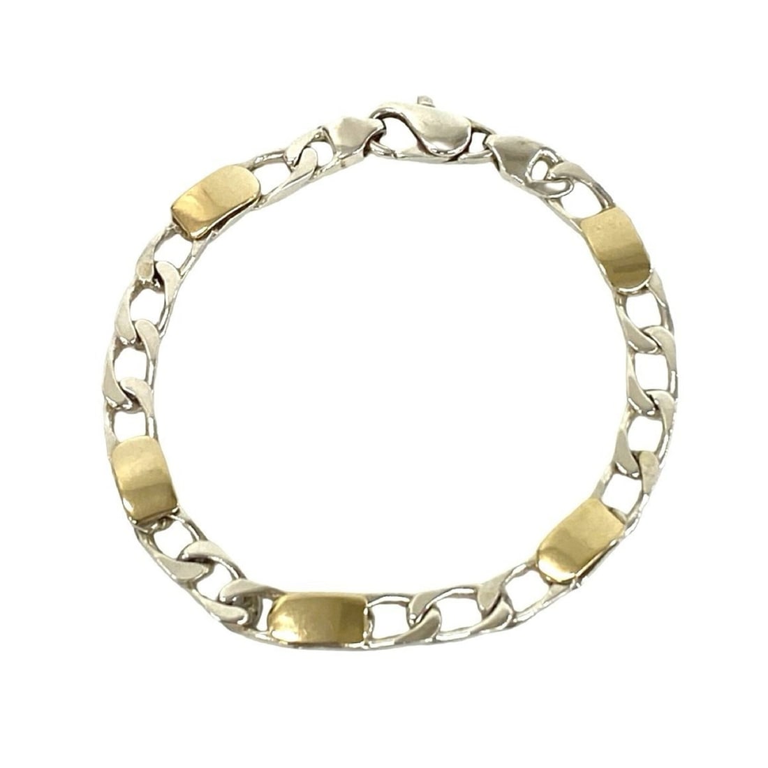 TIFFANY&Co. Tiffany Vintage Figaro Chain Bracelet, Sterling Silver 925, 18K 750YG, Accessory, (1 of 11)