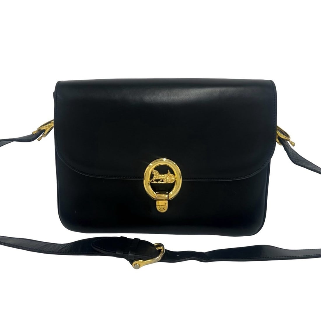 CELINE Vintage Horse Carriage Logo Leather Shoulder Bag/Pouch, Black, 31707: --- Catalog ---Category: SizeSize (HxWxD): 21cm x 26cm x 5cm / 8.26'' x 10.23'' x 1.96''Category: DesignType: Pochette, Shoulder bagColor: BlackGender: WomenMaterial: Leather Category: GeneralBrand: C