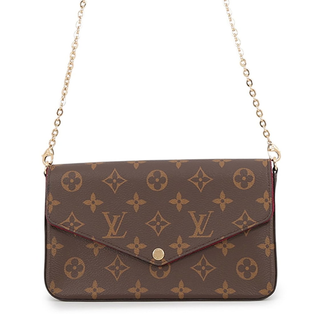 Louis Vuitton wallet, chain Monogram Pochette Felicie M81896 LOUIS VUITTON shoulder bag wallet: --- Catalog ---Category: SizeSize (HxWxD): 12cm x 21cm x 3cm / 4.72'' x 8.26'' x 1.18''Category: DesignType: Pochette, Shoulder bagColor: Fuchsia, MonogramGender: WomenClosure: FlapMaterial: Monogram 