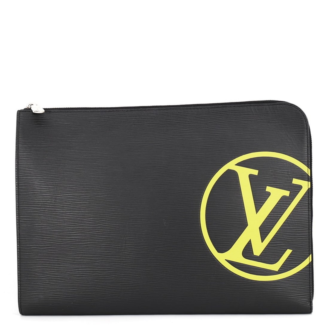 Louis Vuitton Epi Leather Clutch Bag LV Circle Pochette Jour GM M68198 LOUIS VUITTON Second Black: --- Catalog ---Category: SizeWeight: 380g / 13.4oz.Size (HxWxD): 25cm x 35cm x 2.5cm / 9.84'' x 13.77'' x 0.98''Category: DesignType: Clutch bag, Handbag, PochetteColor: Black, Noir, YellowGender: Men