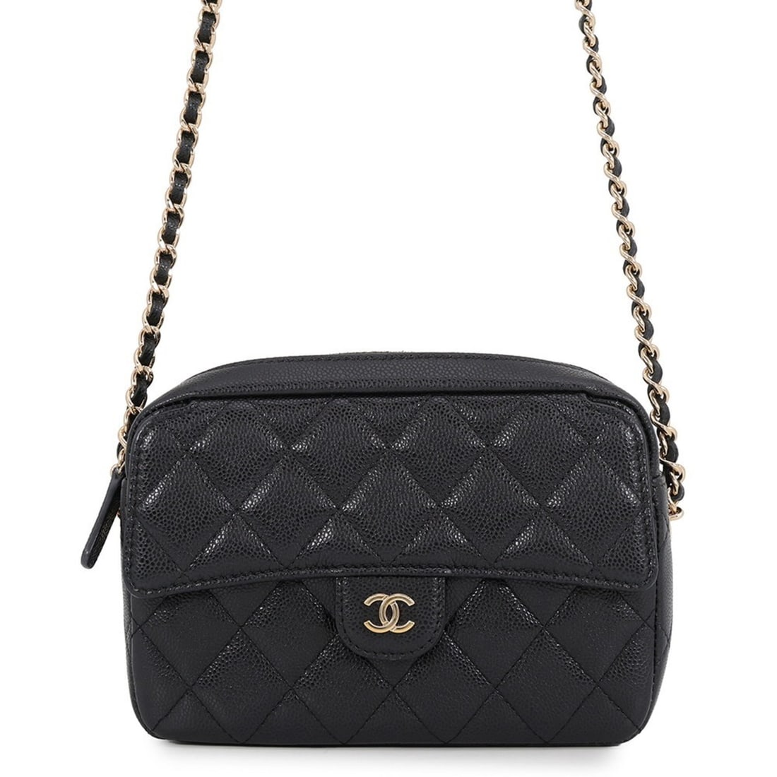 Chanel Chain Shoulder Bag, Matelassé, Coco Mark, Classic Handbag, Clutch, Caviar Skin, AP4425,: --- Catalog ---Category: SizeWeight: 330g / 11.64oz.Size (HxWxD): 11.5cm x 16cm x 4.5cm / 4.52'' x 6.29'' x 1.77''Strap Length: 128cm / 50.39''Category: DesignType: Handbag, Shoulder bagColor: BlackGe