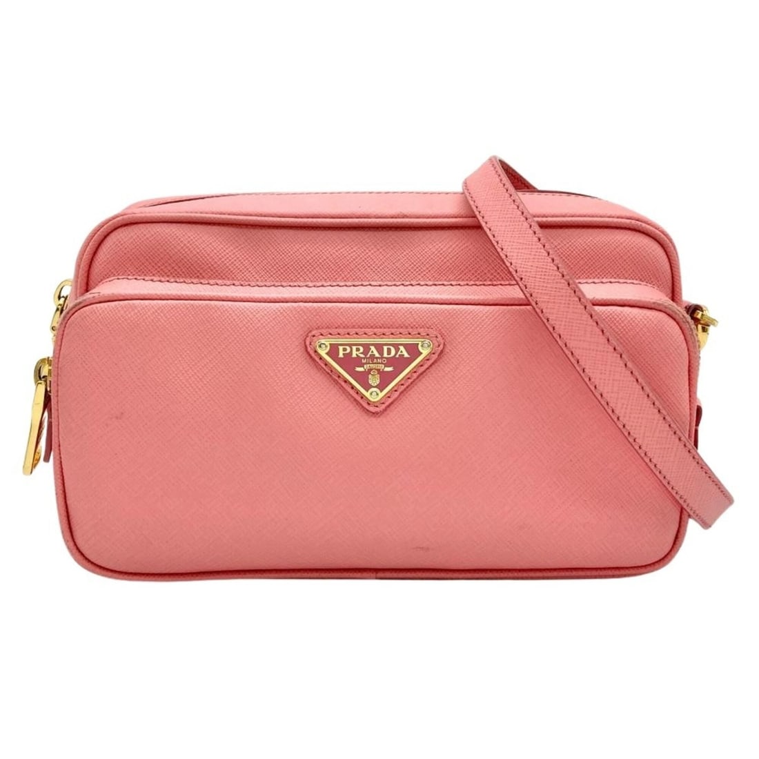 Prada PRADA Logo Shoulder Bag, Leather, Pink, Gold Hardware, Women's: --- Catalog ---Category: SizeSize (HxWxD): 12cm x 21cm x 10cm / 4.72'' x 8.26'' x 3.93''Strap Length: 129cm / 50.78''Category: DesignType: Shoulder bagColor: PinkGender: WomenMaterial: Leather Hardwar
