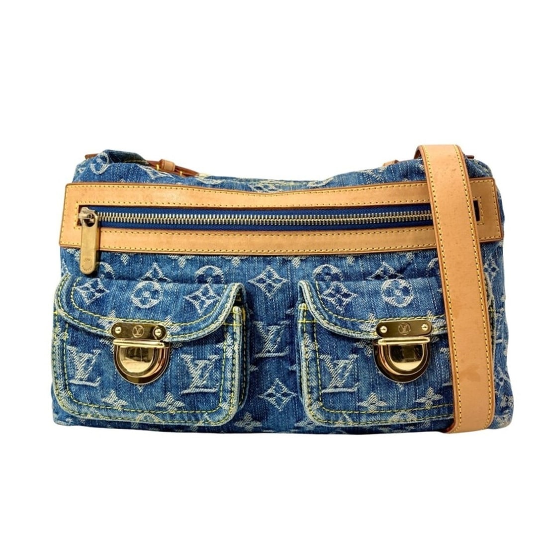 Louis Vuitton Baggy PM Shoulder Bag, Monogram Denim, M95049, Blue, Gold Hardware, FL0036: --- Catalog ---Category: SizeSize (HxWxD): 20cm x 30cm x 10cm / 7.87'' x 11.81'' x 3.93''Strap Length: 130cm / 51.18''Category: DesignType: Shoulder bagColor: BlueGender: WomenClosure: ZipperMaterial: