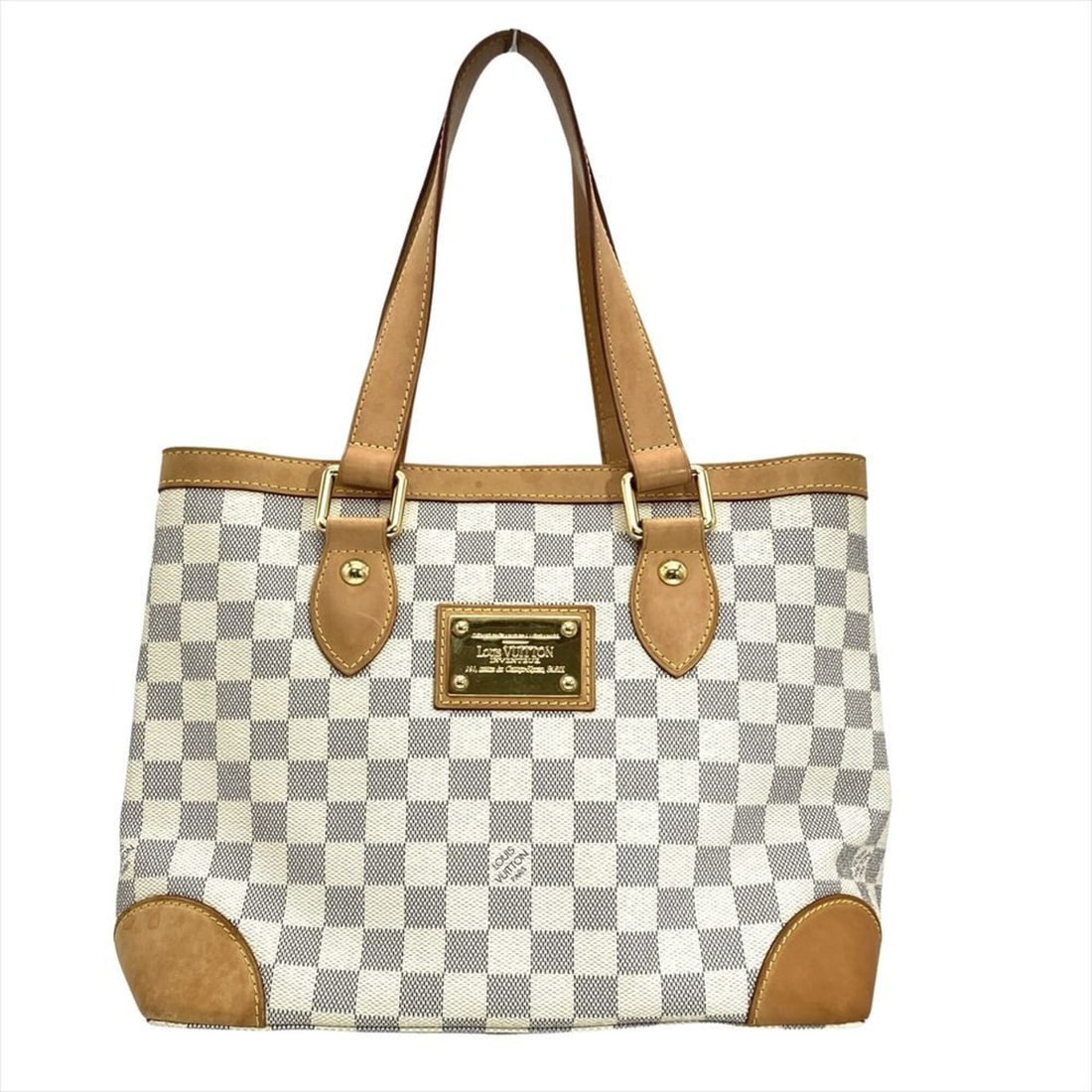 Louis Vuitton Hampstead MM Tote Bag, Damier Azur N51206, White with Gold Hardware, CA0121,: --- Catalog ---Category: SizeHandle Drop: 19.00cm / 7.48''Size (HxWxD): 23cm x 36cm x 18.5cm / 9.05'' x 14.17'' x 7.28''Category: DesignType: Tote bagColor: WhiteGender: Men,WomenMaterial: Damier Azur