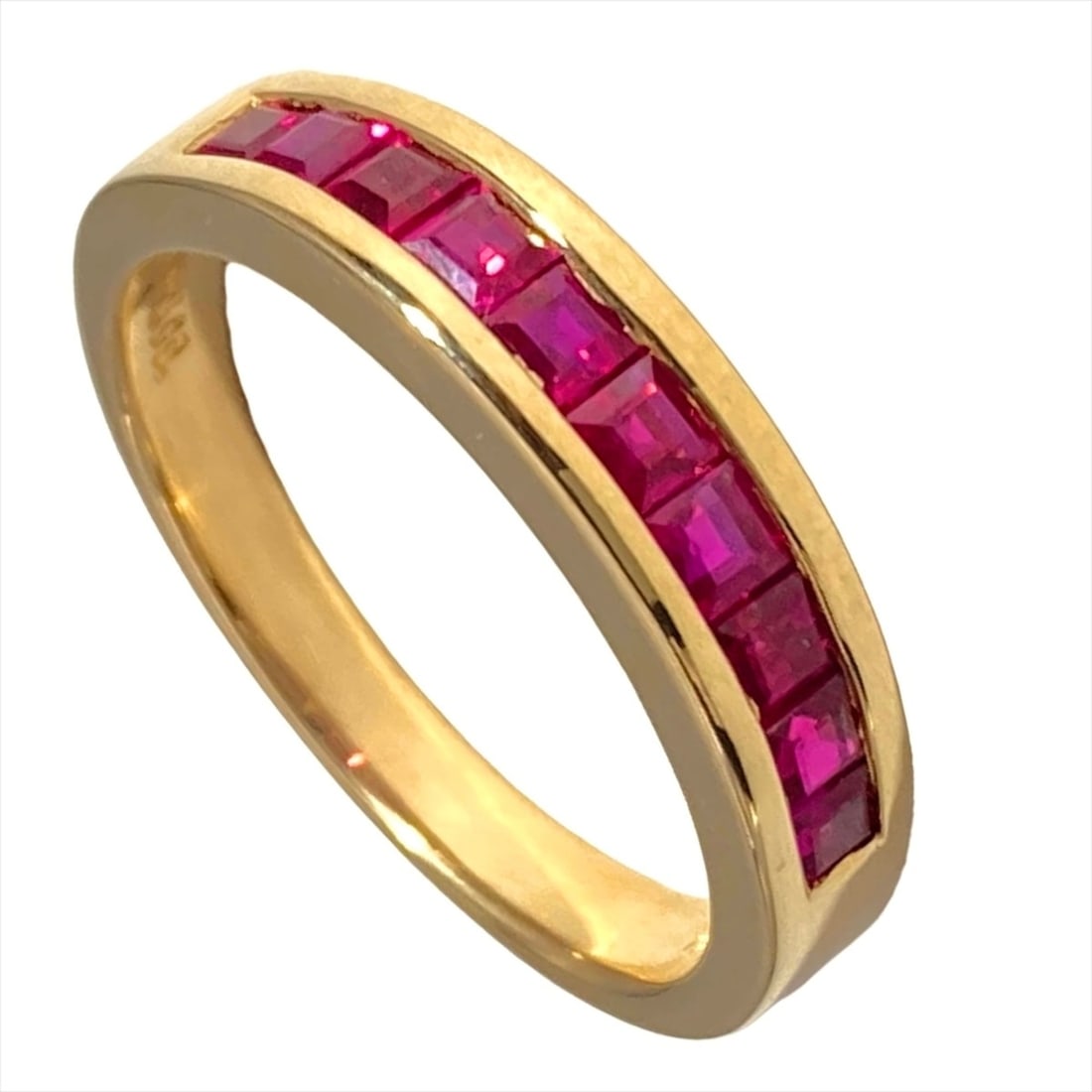 Tiffany & Co. Channel Set Ring, Ruby, Approx. 1 18K Yellow Gold, 4.0g, Women's Ring: --- Catalog ---Category: SizeWidth: 4mm / 0.16''Weight: 4g / 0.14oz.JP Size: 11.5US Size: 6Category: DesignType: Band ringStone: RubyGender: WomenMaterial: Yellow gold (18K)Category: GeneralBrand: Tif