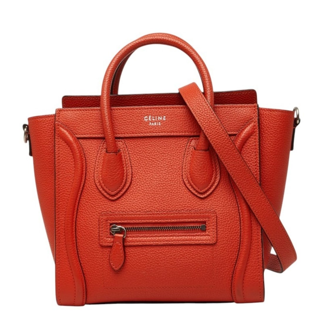 Celine Luggage Nano Shopper Handbag Shoulder Bag 2-Way Red Leather Women's CELINE: --- Catalog ---Category: SizeSize (HxWxD): 21cm x 20cm x 10cm / 8.26'' x 7.87'' x 3.93''Category: DesignType: Handbag, Shoulder bagColor: Red colorGender: WomenMaterial: Leather Category: GeneralBrand